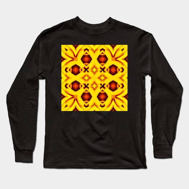 Bright Yellow Expressionist Art Yellow Rose Pattern 4 Long Sleeve T-Shirt by BubbleMench